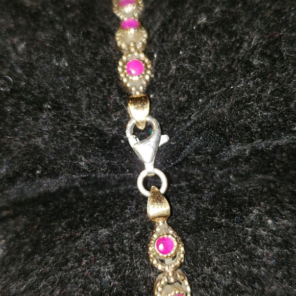 Ruby and White Topaz Florette Gemstone Br… - Picture 5 of 8